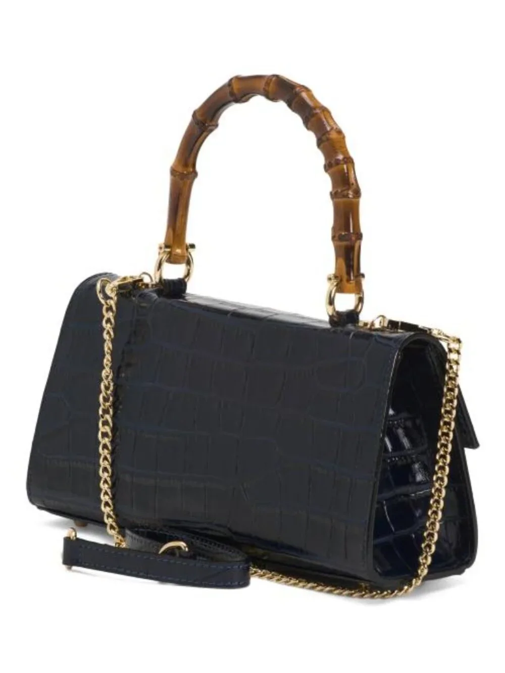 PRATESI Made In Italy Patent Leather East West Crocodile Satchel